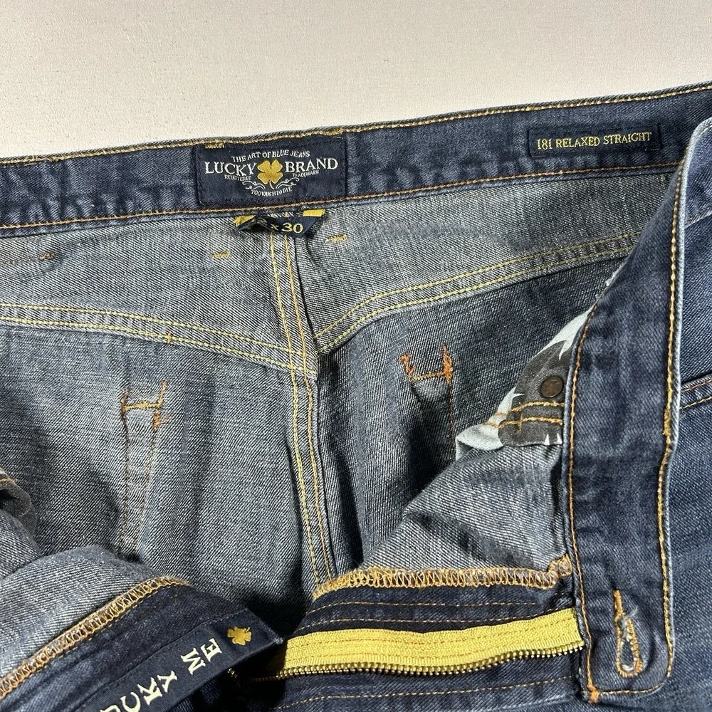 Lucky Brand 181 Relaxed Straight Jeans Mens 42x30 Premium Denim Wash
